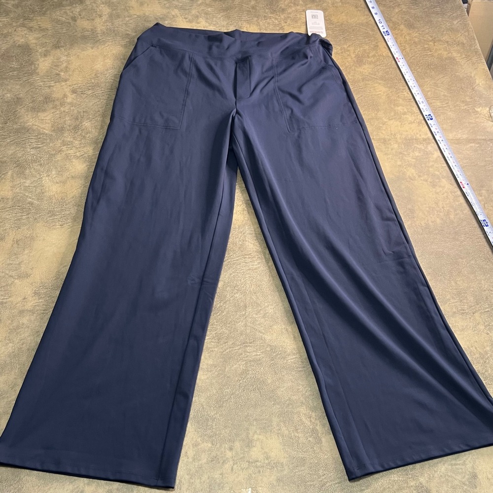 G4Free Yoga Pants Womens‎ XXXL Navy Blue Wide Leg Straight High Waist GF23J172